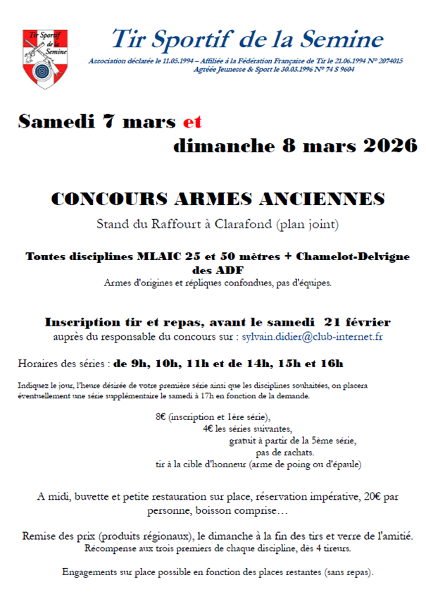 CONCOURS ARMES ANCIENNES - TS SEMINE