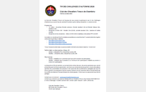 LES CHALLENGES AUTOMNE 2026 - Chevaliers Tireurs de Chambéry