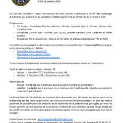 LES CHALLENGES AUTOMNE 2026 - Chevaliers Tireurs de Chambéry
